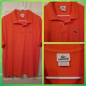 LACOSTE Men Shirt Size 6 Orange Polo Short Sleeve